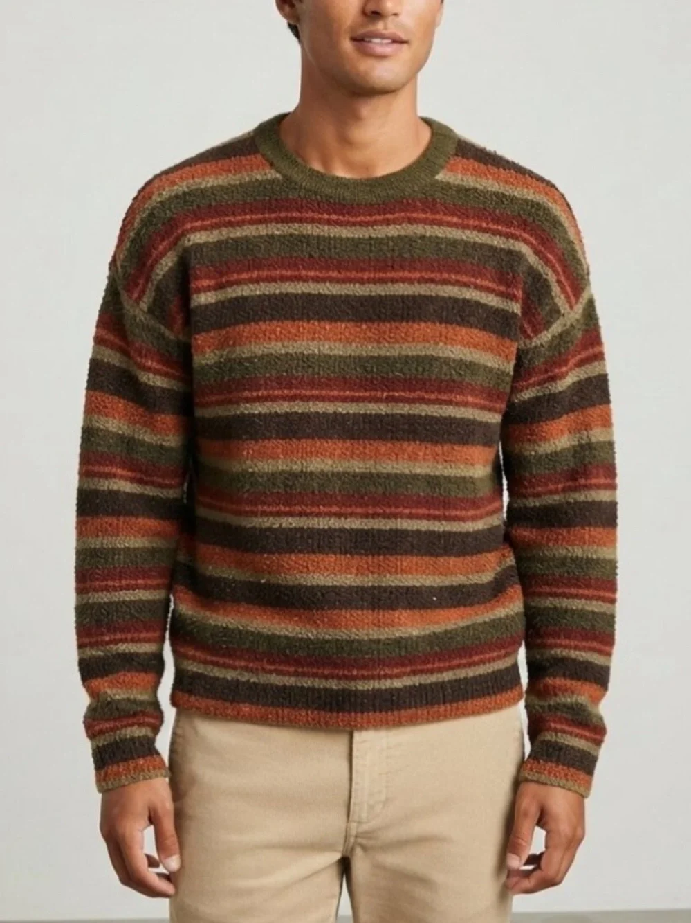 J. Crew vintage Men's 1990s grunge Striped 100% Wool Sweater XXL 39646